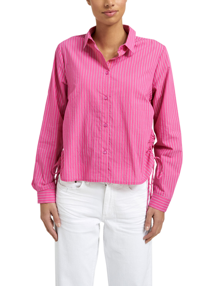 Smith & Soul Stripe Drawstring Detail Shirt, Fuchsia, Fuchsia