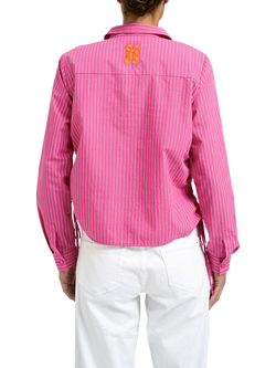 Smith & Soul Stripe Drawstring Detail Shirt, Fuchsia - view 2, Fuchsia
