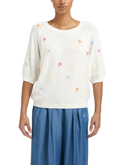 Smith & Soul Embroidered Palm Trees Jumper, Off White/Multi, Off White/Multi