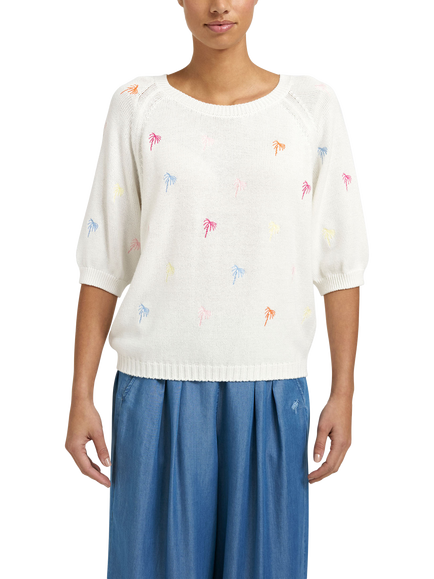 Smith & Soul Embroidered Palm Trees Jumper, Off White/Multi, Off White/Multi