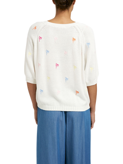 Smith & Soul Embroidered Palm Trees Jumper, Off White/Multi - view 2, Off White/Multi