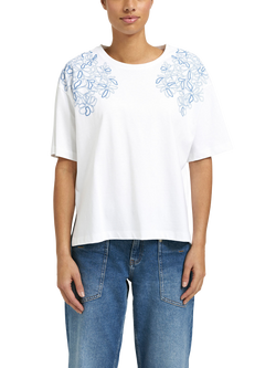Smith & Soul Embroidered Floral T-Shirt, White/Blue, White/Blue