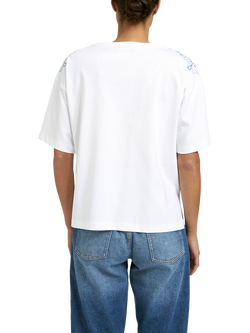Smith & Soul Embroidered Floral T-Shirt, White/Blue - view 2, White/Blue