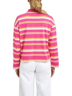 Smith & Soul Soul Studio Stripe Rugby Shirt, Fuchsia/Multi - view 2, Fuchsia/Multi