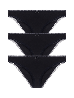 Dorina Essential Cotton Brazilian Knickers, Pack of 3, Black