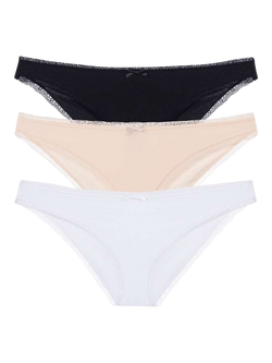 Dorina Essential Cotton Brazilian Knickers, Pack of 3, Multi