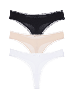 Dorina Essential Cotton Thong, Pack of 3, Multi
