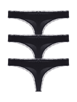 Dorina Essential Cotton Thong, Pack of 3, Black