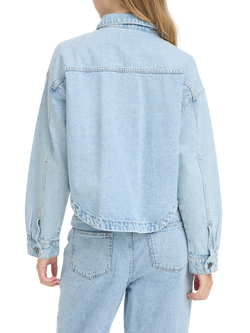 ICHI Bauve Embroidered Denim Jacket, Light Blue Washed - view 2, Light Blue Washed