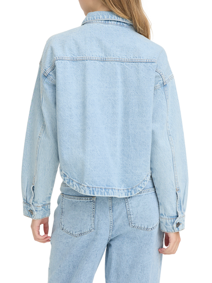 ICHI Bauve Embroidered Denim Jacket, Light Blue Washed - view 2, Light Blue Washed