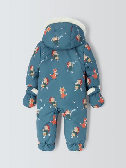 John Lewis Baby Animal Band Snowsuit, Blue - view 2, Blue