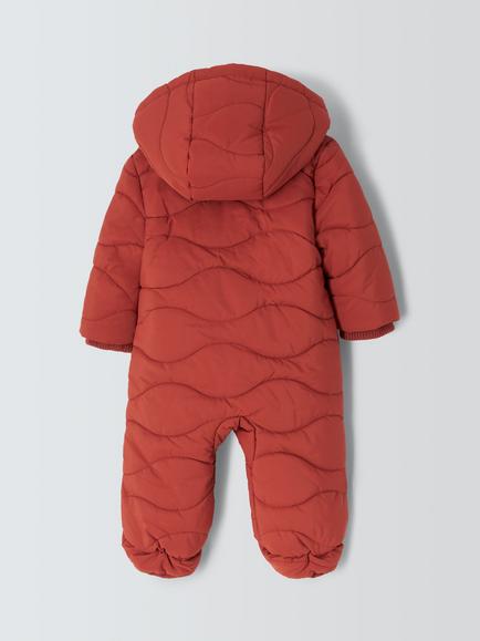 John Lewis Baby Fox Quilted Snowsuit, Orange - view 2, Orange