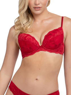 Dorina Perfect Lace Plunge Bra, Red - view 2, Red