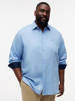 Tommy Hilfiger Plus Linen Blend Regular Fit Button-Down Shirt, Blue Dock Egg