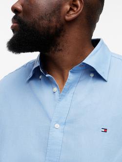 Tommy Hilfiger Plus Linen Blend Regular Fit Button-Down Shirt - view 2, Blue Dock Egg