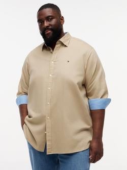 Tommy Hilfiger Plus Linen Blend Regular Fit Button-Down Shirt, Natural Beige