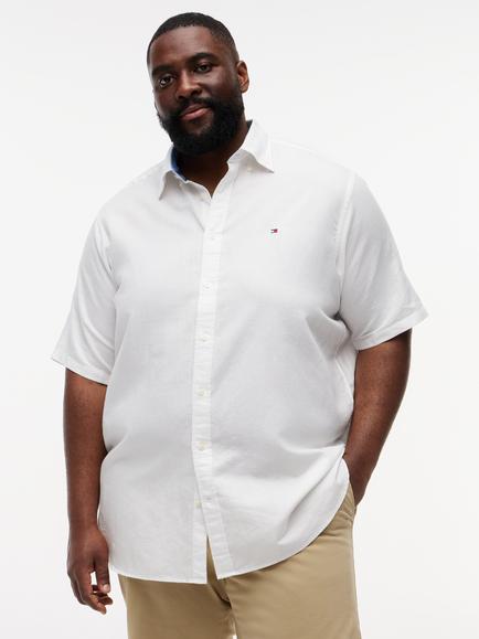 Tommy Hilfiger Plus Linen Blend Regular Fit Shirt, White