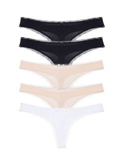 Dorina Essential Cotton Thong, Pack of 5, Multi, Multi