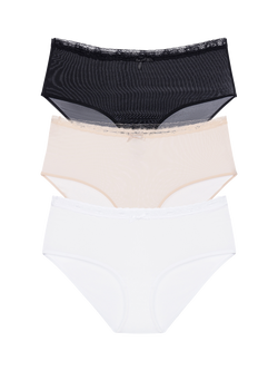 Dorina Essential Microfibre Midi Knickers, Pack of 3, Multi, Multi