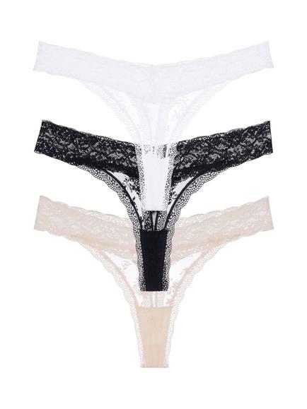 Dorina Essential Lace Thong, Pack of 3, Multi, Multi