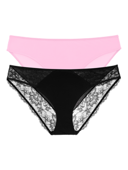 Dorina Willa Knickers, Pack of 2, Black/Pink