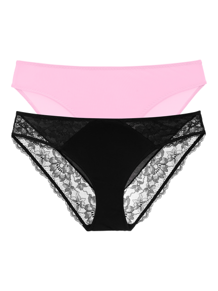 Dorina Willa Knickers, Pack of 2, Black/Pink