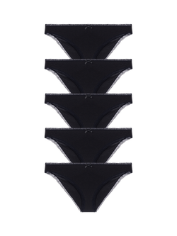 Dorina Essential Cotton Brazilian Knickers, Pack of 5, Black
