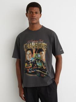 Reiss Champ McLaren F1 Team Championship Cotton T-Shirt, Washed Black, Washed Black