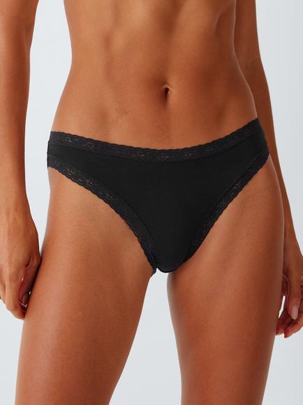 John Lewis Lace Trim Bikini Knickers, Pack of 3, Black - view 2, Black