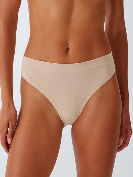 John Lewis Modal High Waist High Leg Knickers, Pack of 3, Almond Mix - view 2, Almond Mix