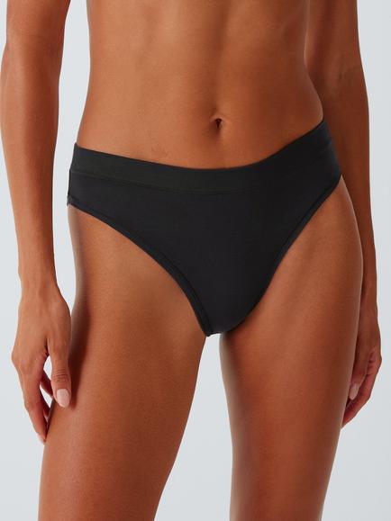 John Lewis Modal High Waist High Leg Knickers, Pack of 3, Black - view 2, Black