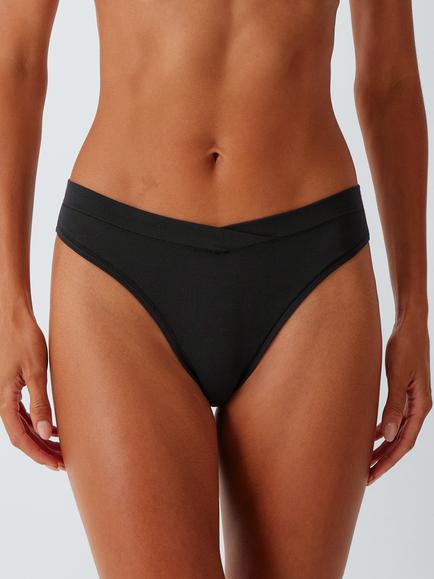 John Lewis Modal V-Front Knickers, Pack of 3, Black - view 2, Black