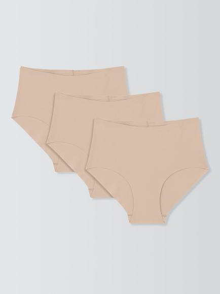 John Lewis No VPL Shorty Knickers, Pack of 3, Almond