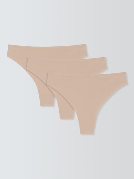 John Lewis No VPL Thong, Pack of 3, Almond