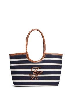 Tommy Hilfiger Script Logo Stripe Summer Bag, Navy Blue, Navy Blue