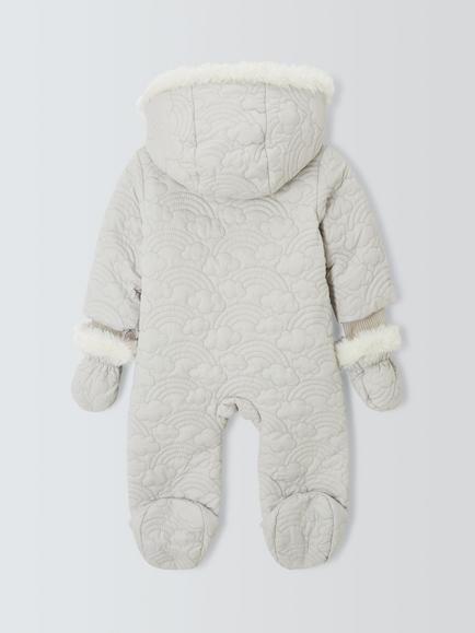 John Lewis Baby Rainbows Quilted Snowsuit, Silver - view 2, Silver