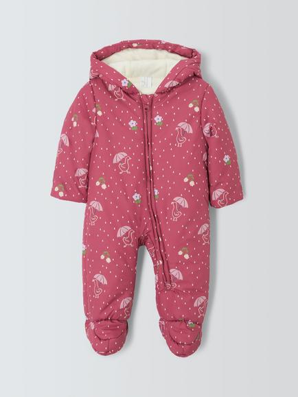 John Lewis Baby Rainy Duck Snowsuit, Pink, Pink