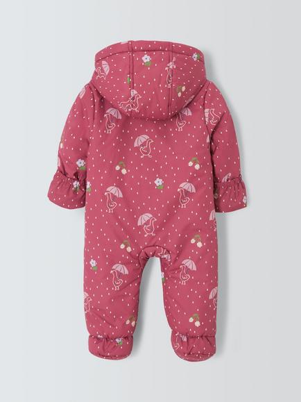 John Lewis Baby Rainy Duck Snowsuit, Pink - view 2, Pink