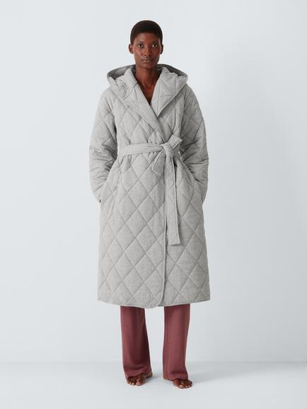 John Lewis Duvet Hooded Robe, Grey, Grey