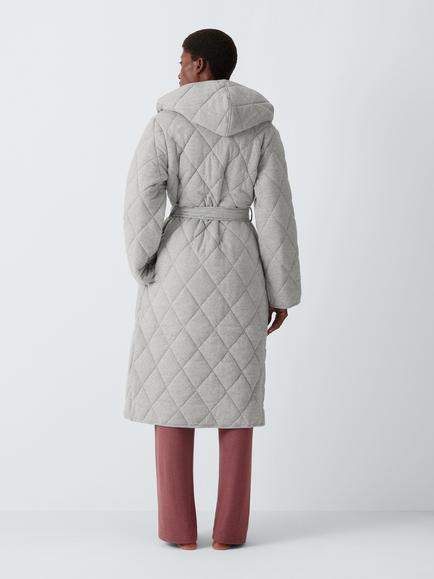 John Lewis Duvet Hooded Robe, Grey - view 2, Grey