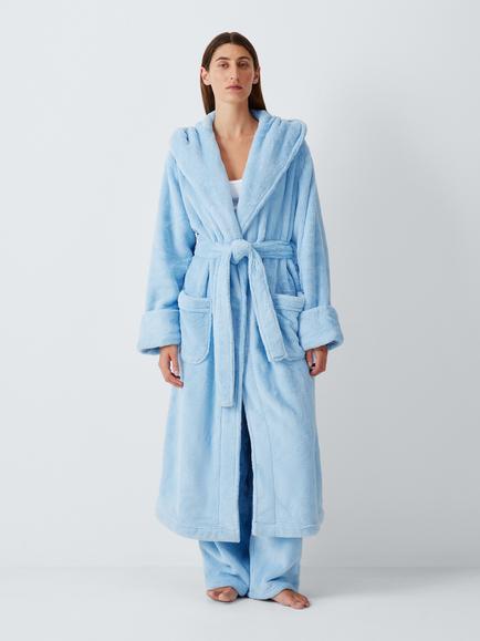 John Lewis Ultra Soft Fleece Robe, Cashmere Blue, Cashmere Blue