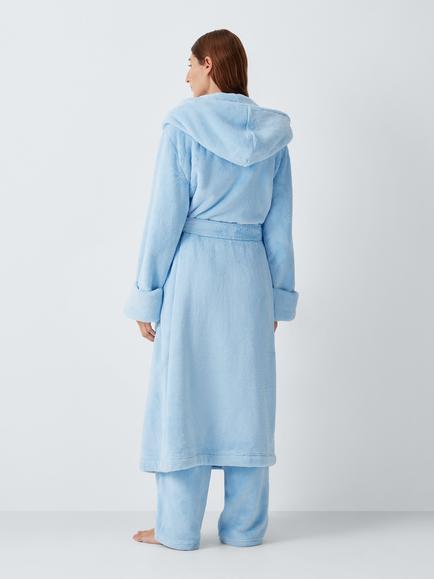 John Lewis Ultra Soft Fleece Robe, Cashmere Blue - view 2, Cashmere Blue