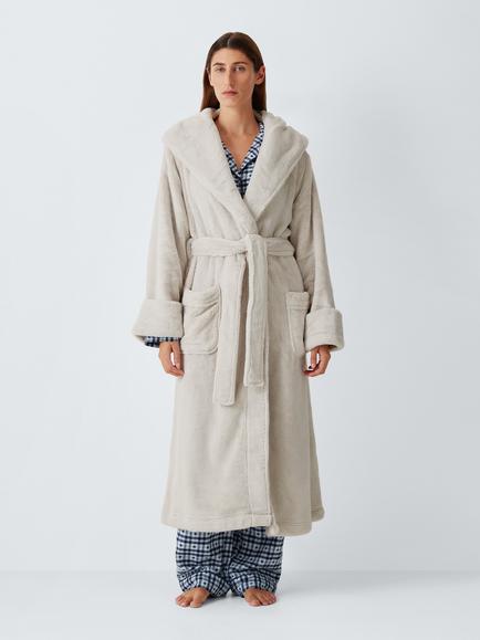 John Lewis Ultra Soft Fleece Robe, Grey, Grey