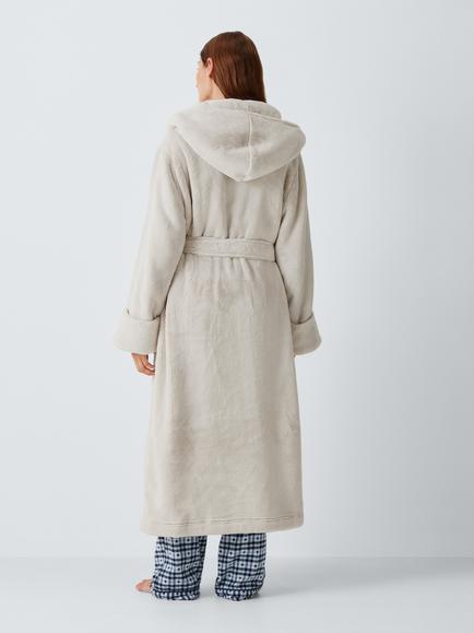 John Lewis Ultra Soft Fleece Robe, Grey - view 2, Grey