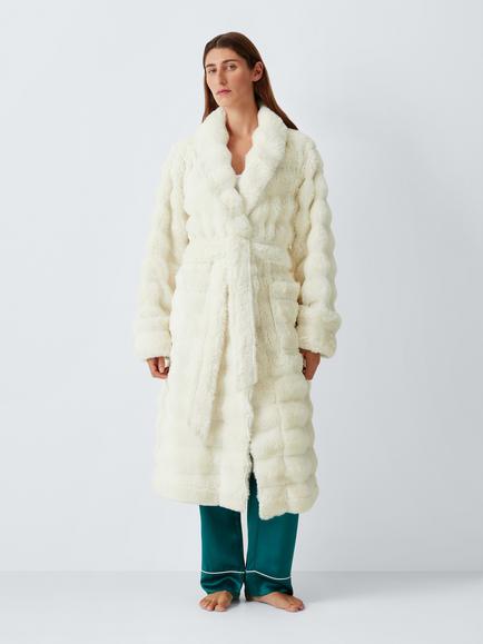 John Lewis Faux Fur Robe, Ivory, Ivory