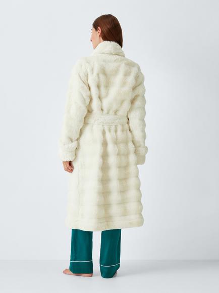 John Lewis Faux Fur Robe, Ivory - view 2, Ivory