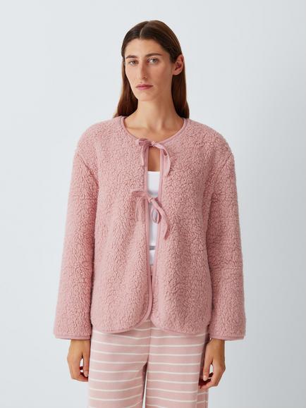 John Lewis Borg Tie Top, Pink, Pink