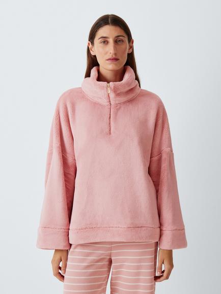 John Lewis Ultra Soft Fleece Pullover Top, Pink, Pink