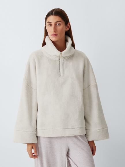 John Lewis Ultra Soft Fleece Pullover Top, Ivory, Ivory