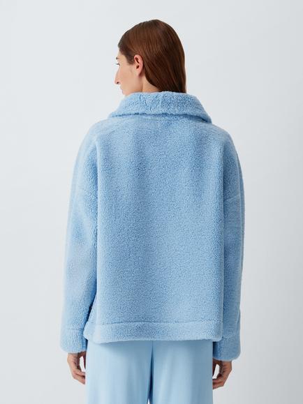 John Lewis Zip Neck Fleece Pullover Top, Cashmere Blue - view 2, Cashmere Blue